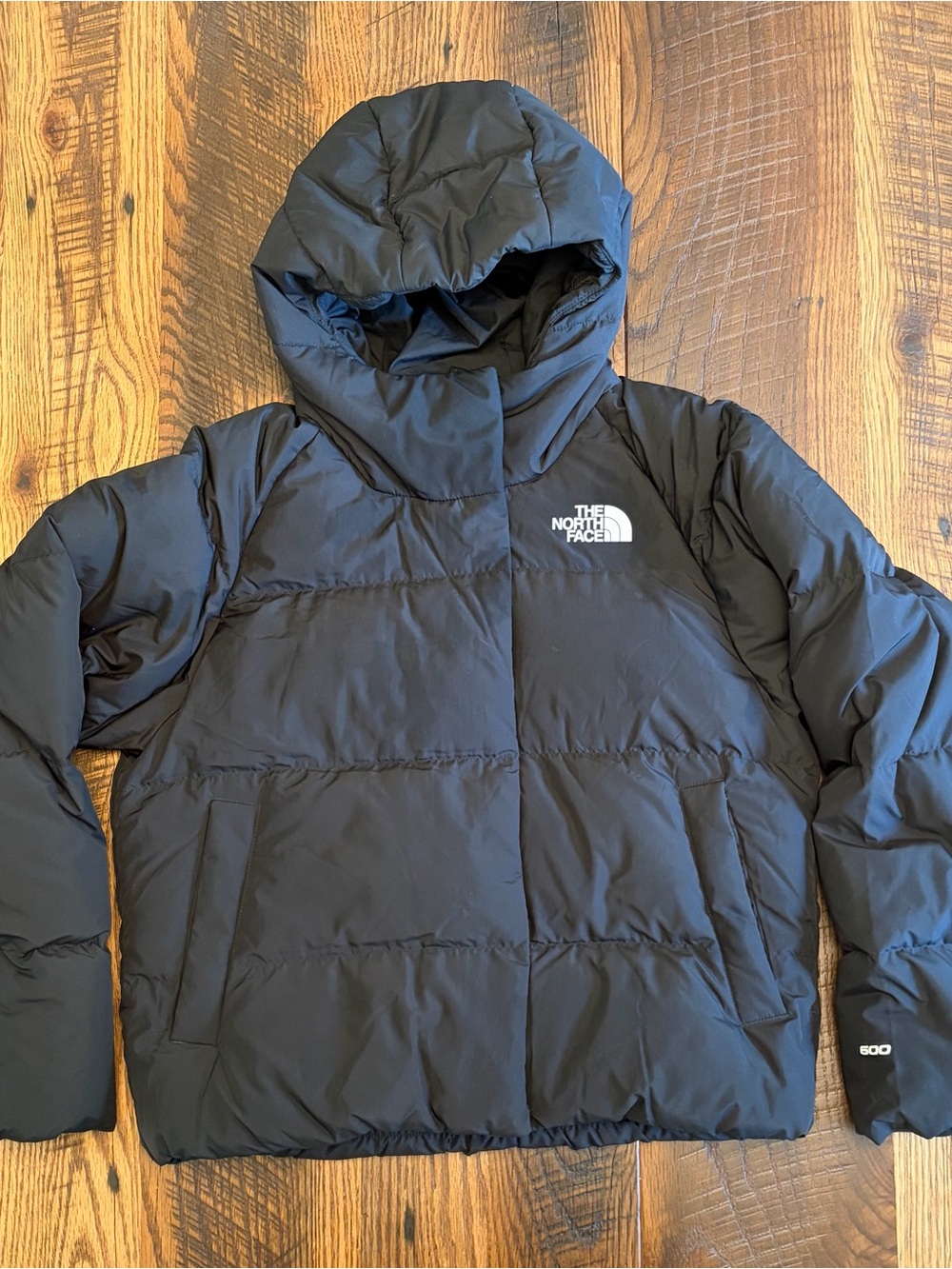 North Face Girls Hydrenalite Down Hooded Coat Black Large (12)